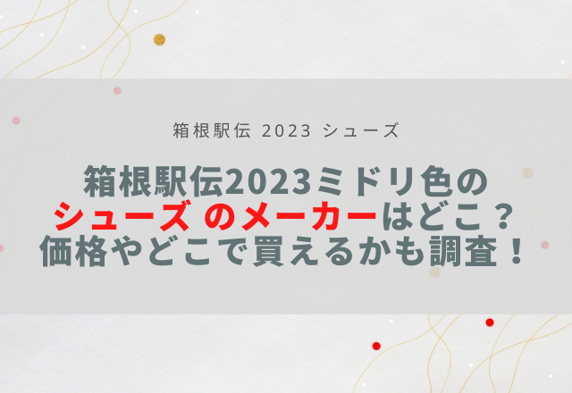 箱根駅伝2023ミドリ色のシューズ のメーカーはどこ？価格やどこで買えるかも調査！